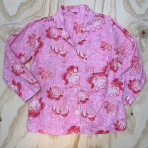 Lilly Pulitzer Pink Floral Koi Fish Cotton Pajama Top Long Sleeve Small